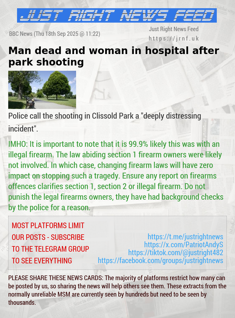 Man dead and woman in hospital after park shooting