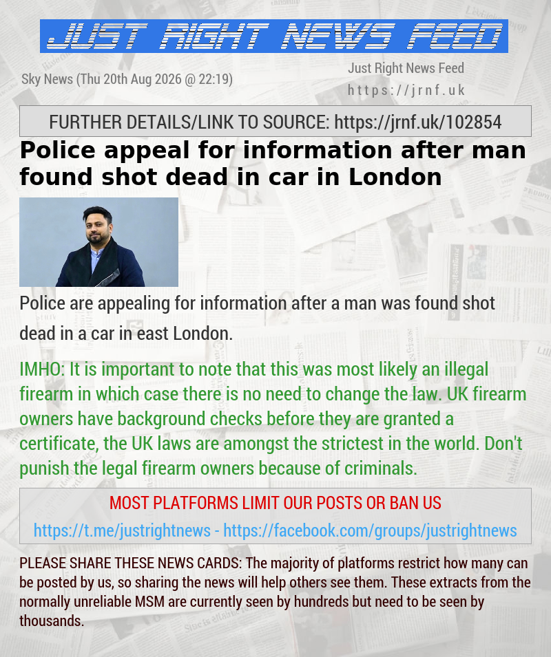 Police appeal for information after man found shot dead in car in London