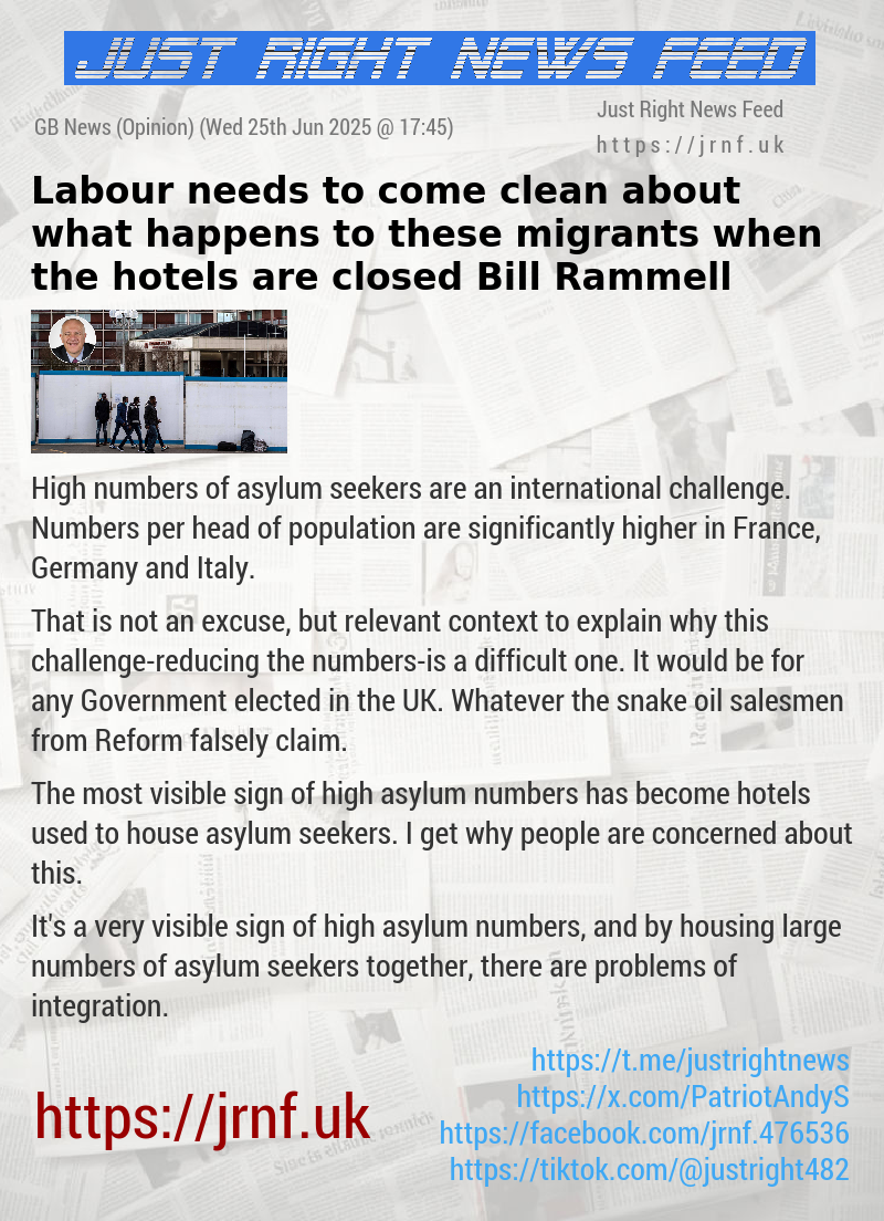 Labour needs to come clean about what happens to these migrants when the hotels are closed — Bill Rammell
