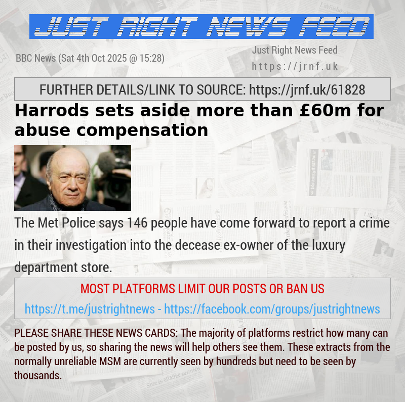 Harrods sets aside more than £60m for abuse compensation