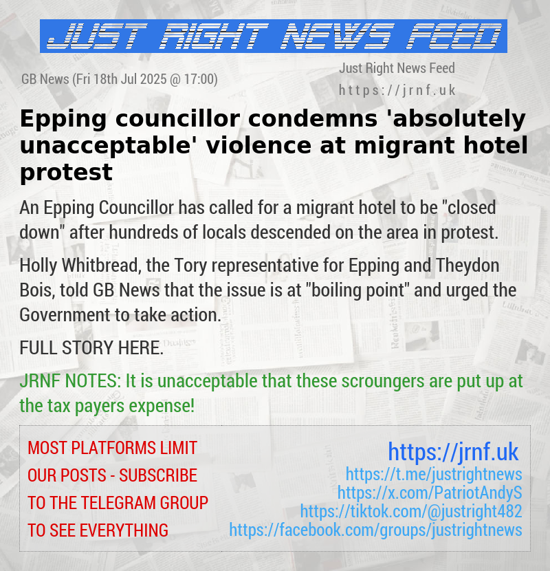 Epping councillor condemns ’absolutely unacceptable’ violence at migrant hotel protest