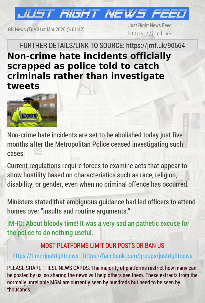 Non—crime hate incidents officially scrapped as police told to catch criminals rather than investigate tweets