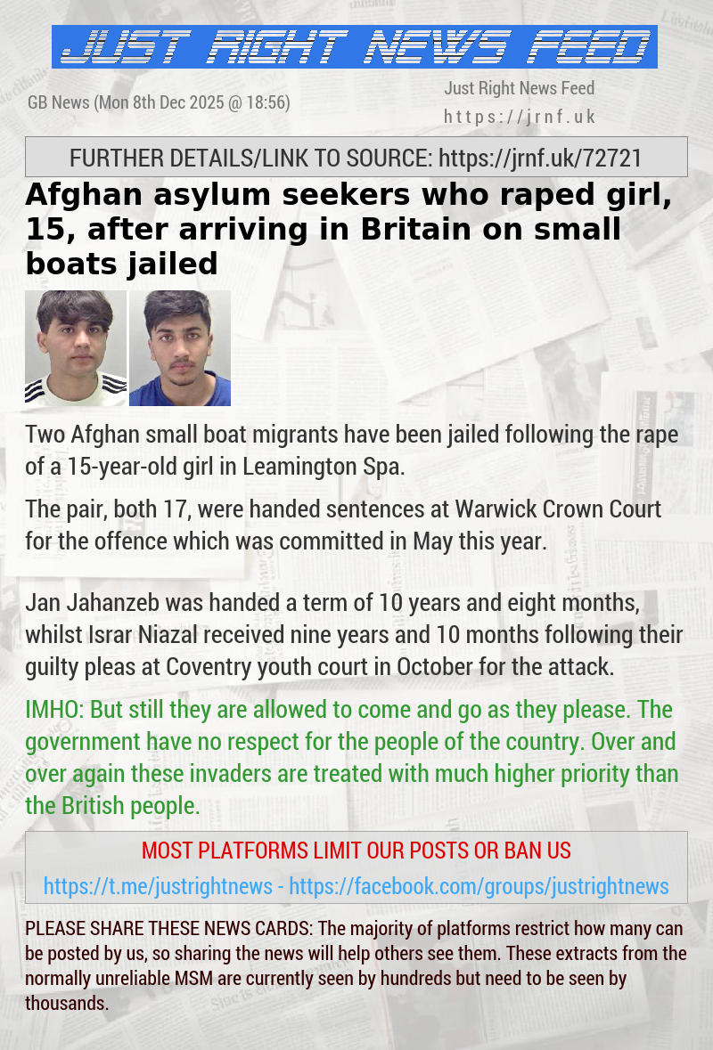 Afghan asylum seekers who raped girl, 15, after arriving in Britain on small boats jailed