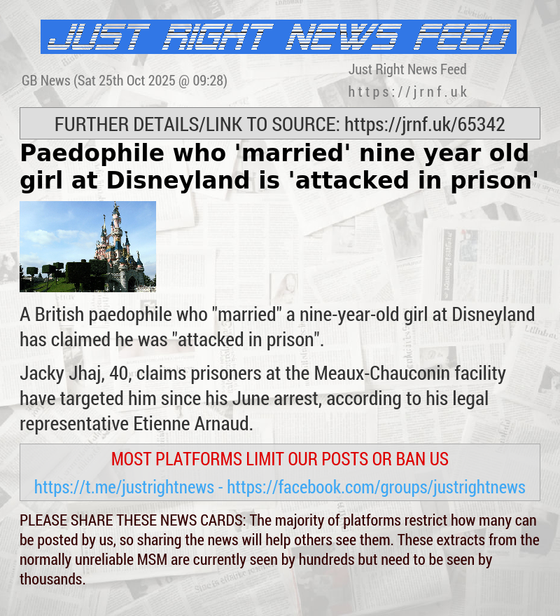 Paedophile who ’married’ nine—year—old girl at Disneyland is ’attacked in prison’
