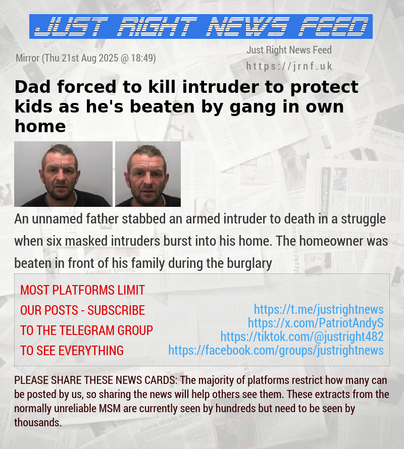 Dad forced to kill intruder to protect kids as he’s beaten by gang in own home