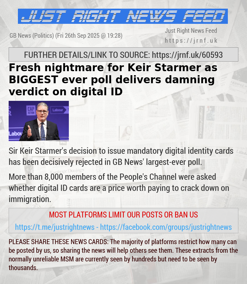 Fresh nightmare for Keir Starmer as BIGGEST ever poll delivers damning verdict on digital ID