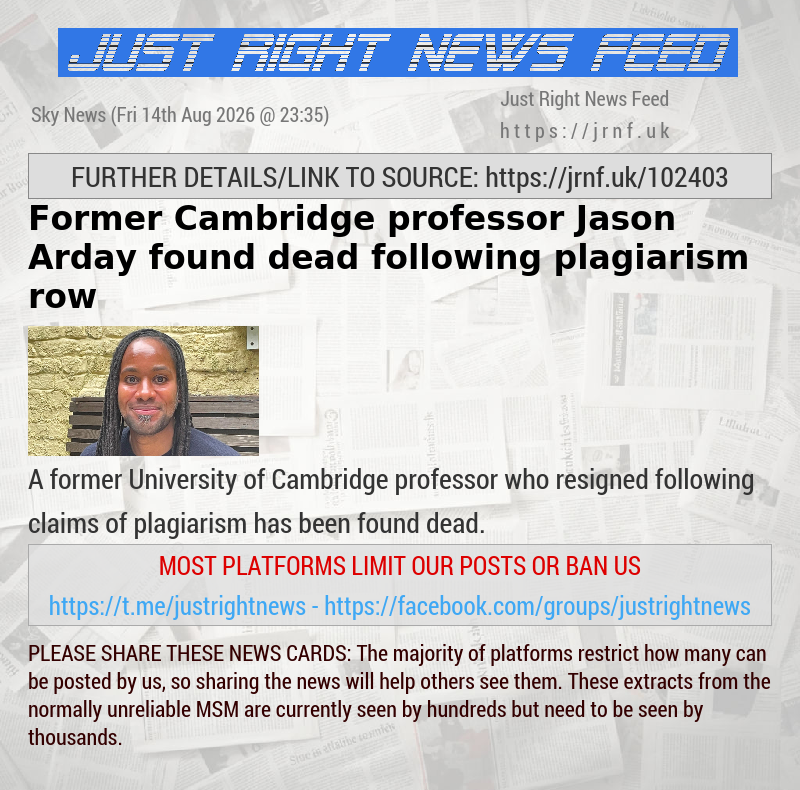 Former Cambridge professor Jason Arday found dead following plagiarism row
