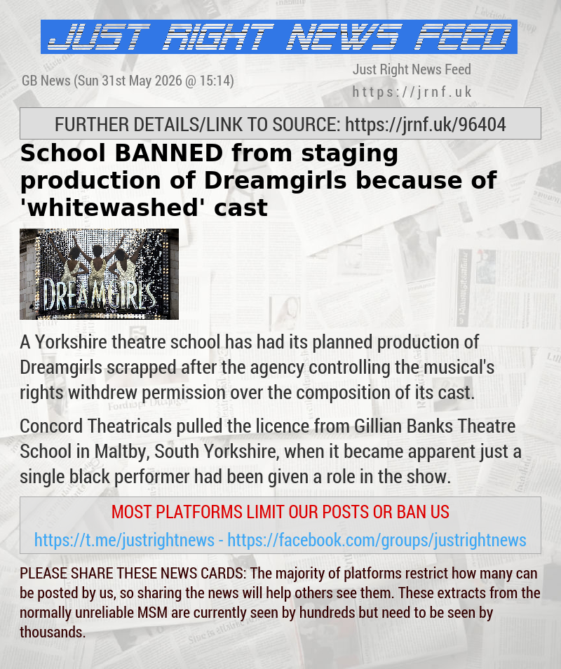 School BANNED from staging production of Dreamgirls because of ’whitewashed’ cast
