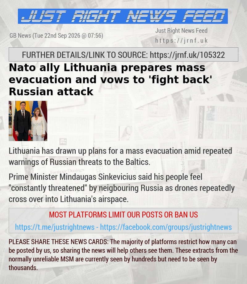 Nato ally Lithuania prepares mass evacuation and vows to ’fight back’ Russian attack