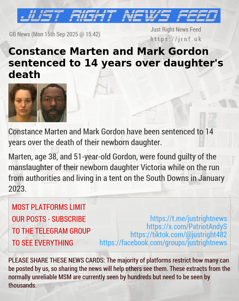 Constance Marten and Mark Gordon sentenced to 14 years over daughter’s death