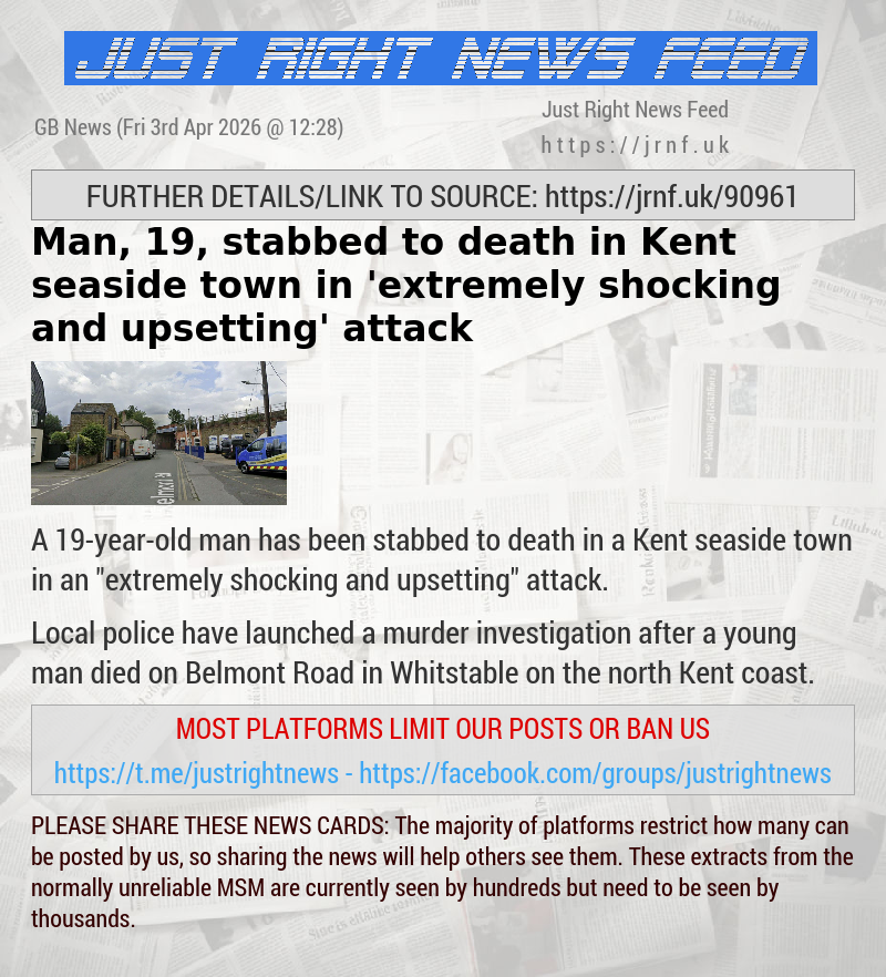 Man, 19, stabbed to death in Kent seaside town in ’extremely shocking and upsetting’ attack