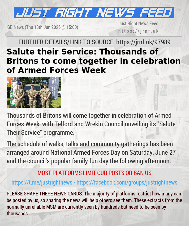 Salute their Service: Thousands of Britons to come together in celebration of Armed Forces Week