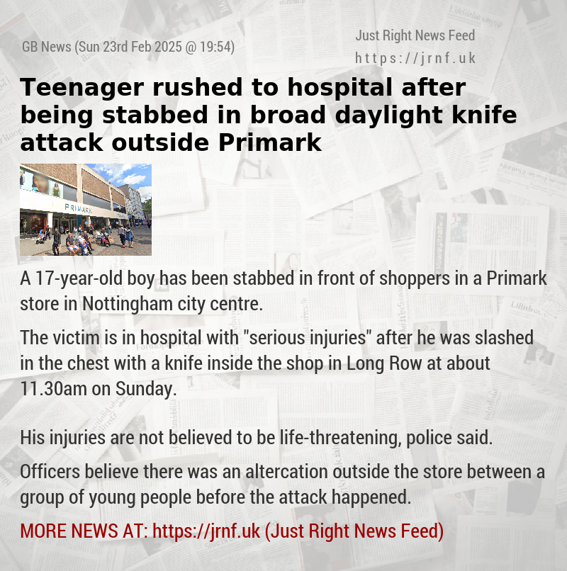 Teenager rushed to hospital after being stabbed in broad daylight knife attack outside Primark