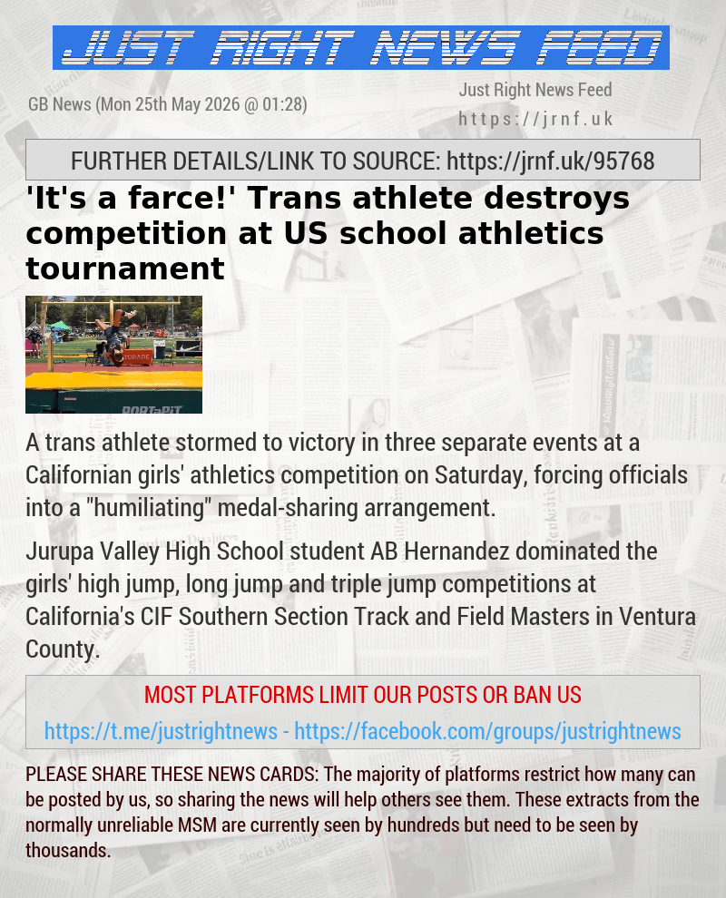 ’It’s a farce!’ Trans athlete destroys competition at US school athletics tournament