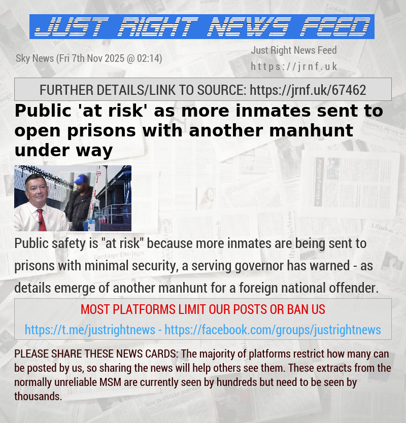 Public ’at risk’ as more inmates sent to open prisons — with another manhunt under way 