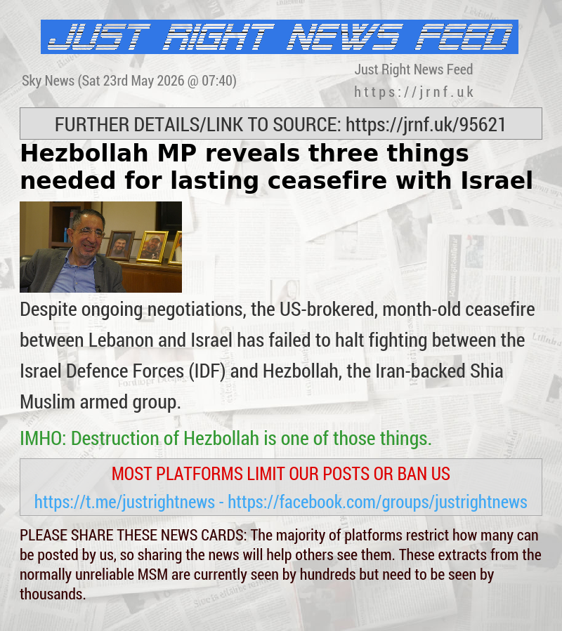 Hezbollah MP reveals three things needed for lasting ceasefire with Israel