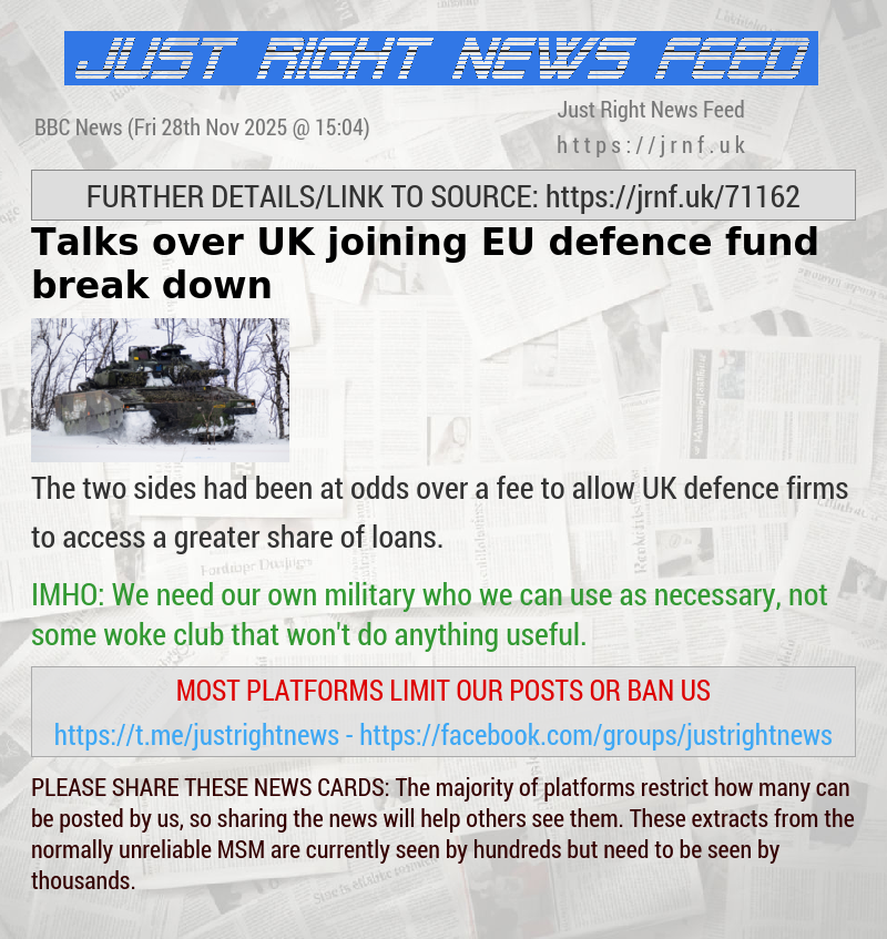 Talks over UK joining EU defence fund break down
