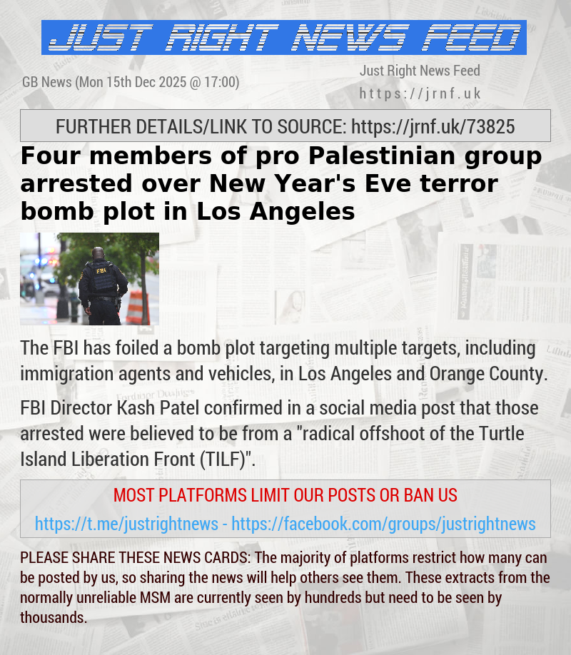 Four members of pro—Palestinian group arrested over New Year’s Eve terror bomb plot in Los Angeles