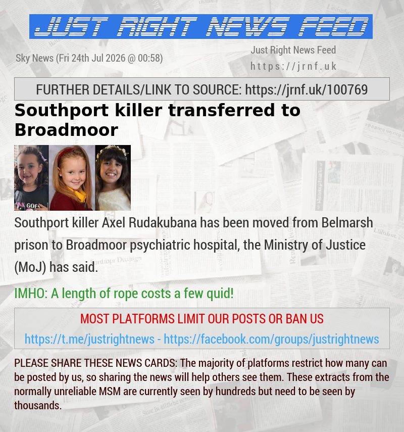 Southport killer transferred to Broadmoor