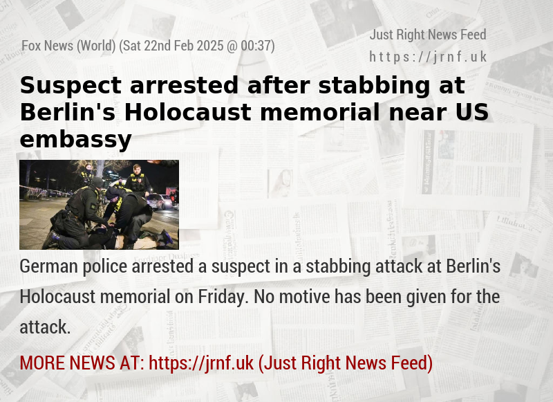 Suspect arrested after stabbing at Berlin’s Holocaust memorial near US embassy