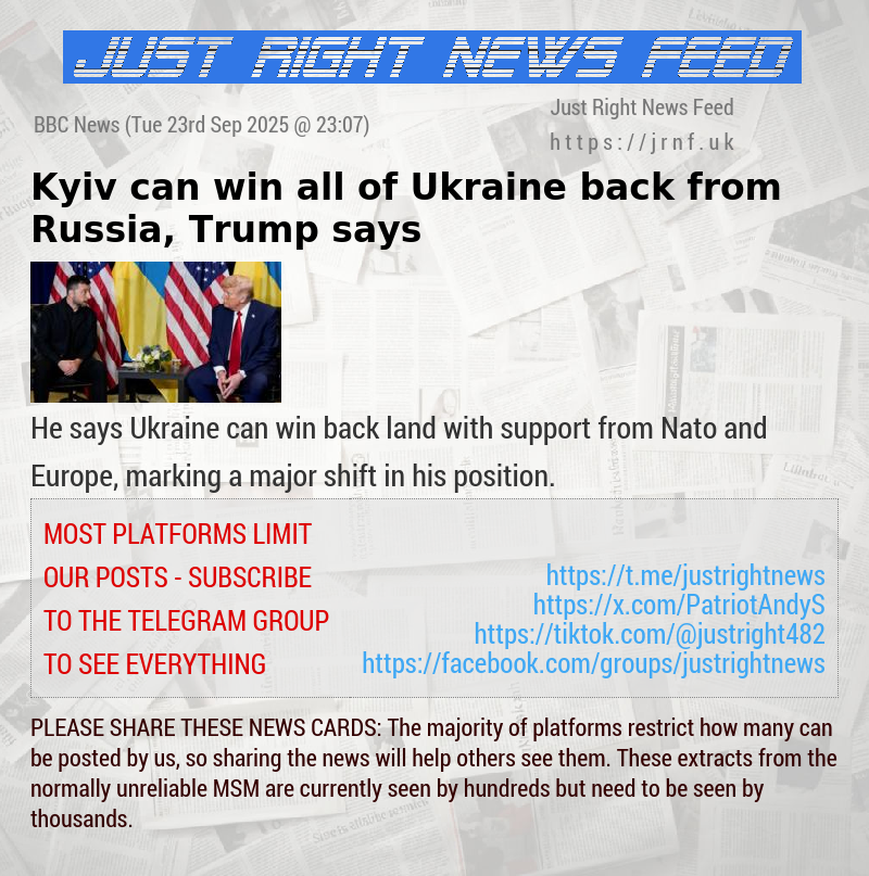 Kyiv can win all of Ukraine back from Russia, Trump says