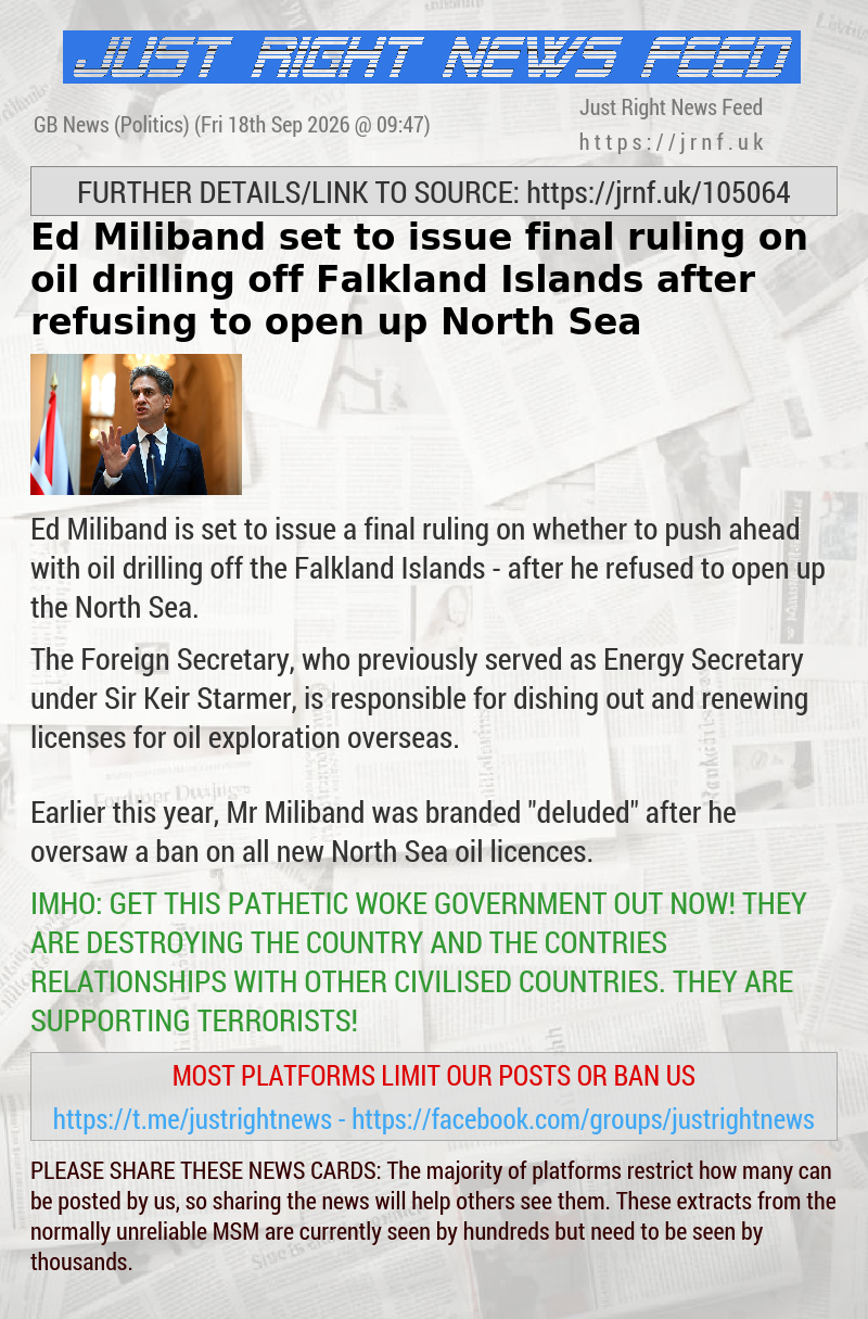 Ed Miliband set to issue final ruling on oil drilling off Falkland Islands after refusing to open up North Sea