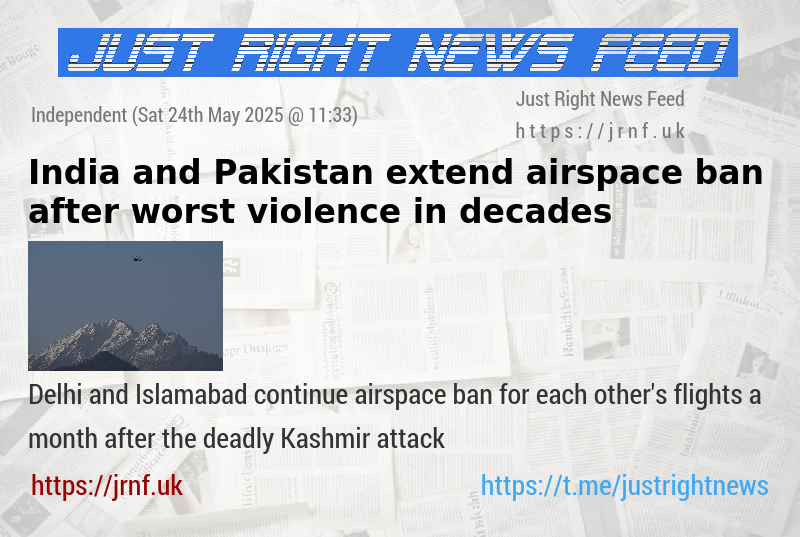 India and Pakistan extend airspace ban after worst violence in decades