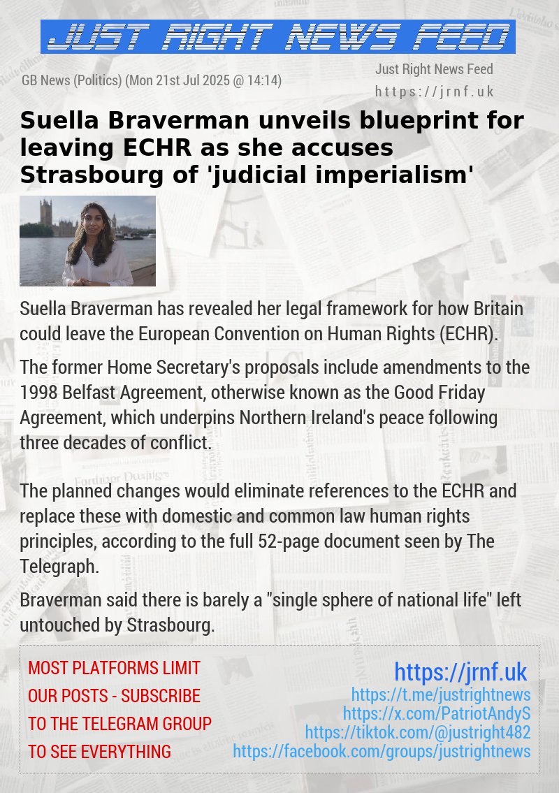 Suella Braverman unveils blueprint for leaving ECHR as she accuses Strasbourg of ’judicial imperialism’