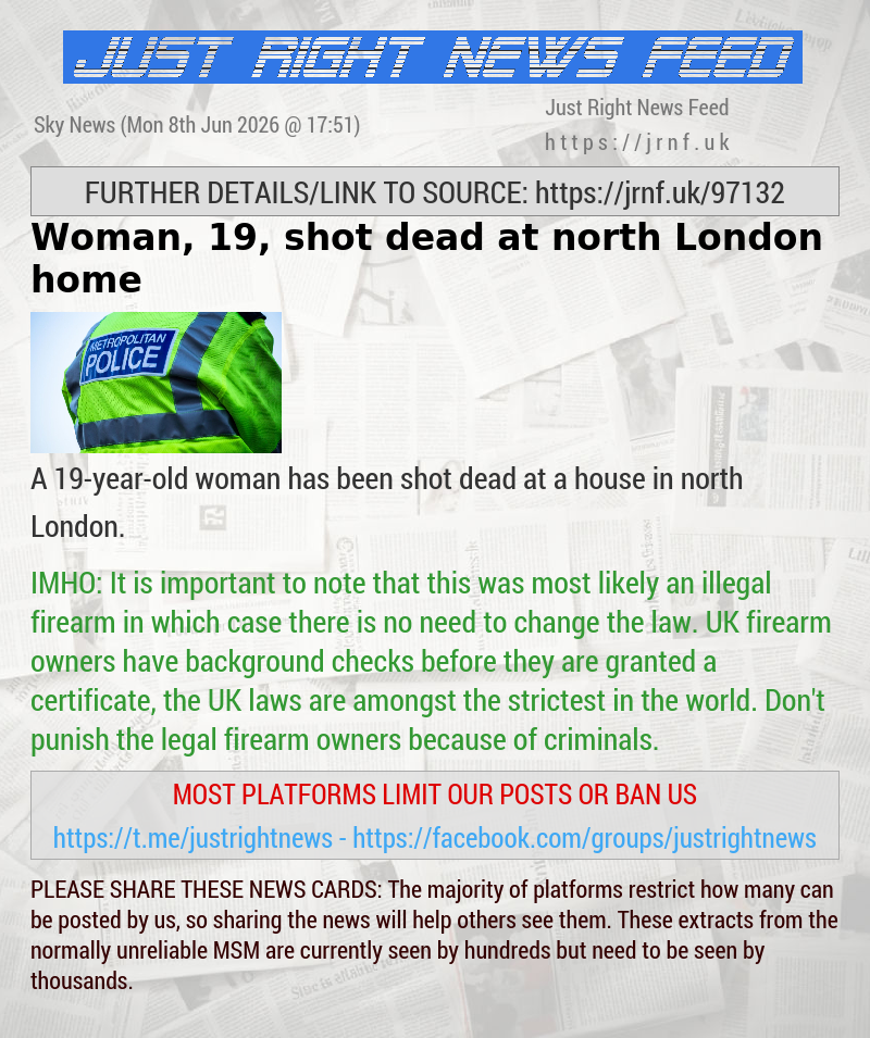 Woman, 19, shot dead at north London home