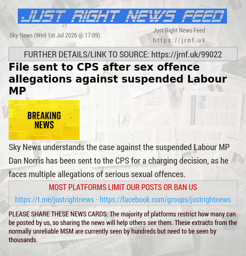 File sent to CPS after sex offence allegations against suspended Labour MP