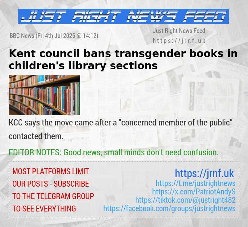 Kent council bans transgender books in children’s library sections
