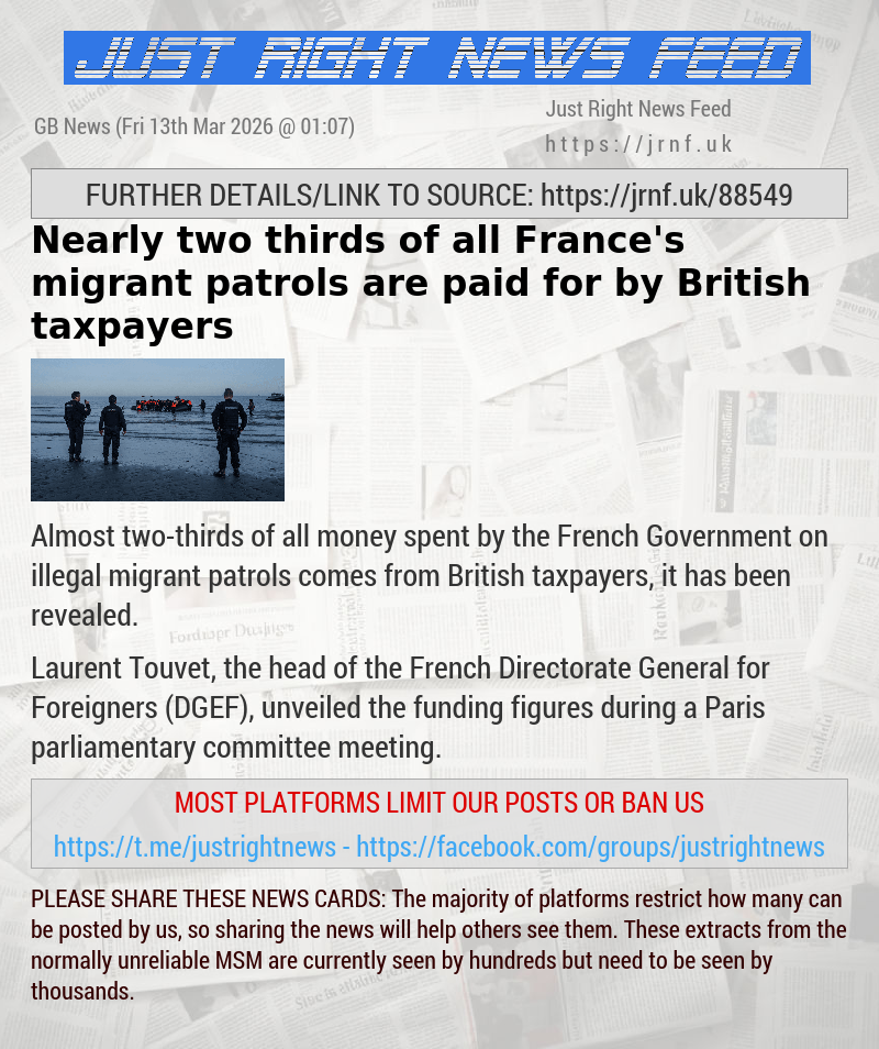 Nearly two thirds of all France’s migrant patrols are paid for by British taxpayers