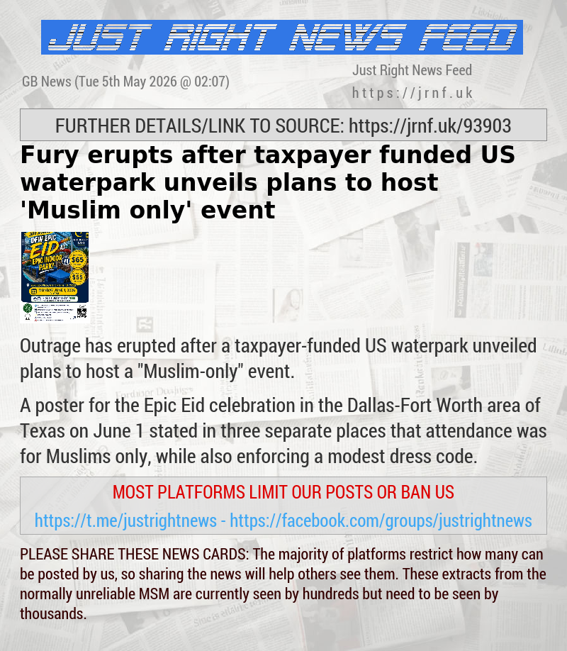 Fury erupts after taxpayer—funded US waterpark unveils plans to host ’Muslim only’ event