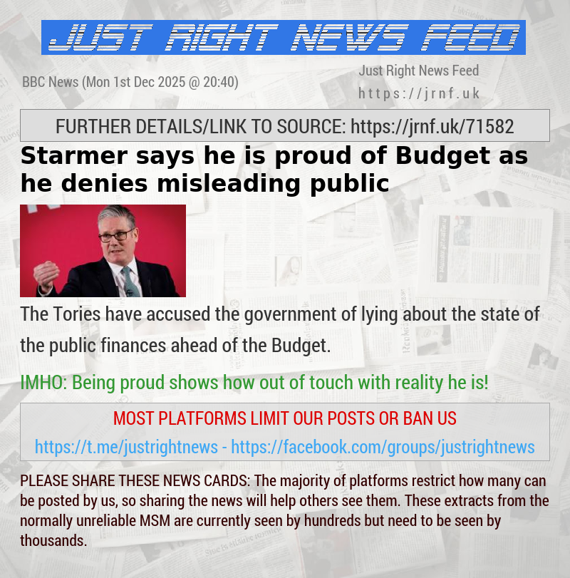 Starmer says he is proud of Budget as he denies misleading public