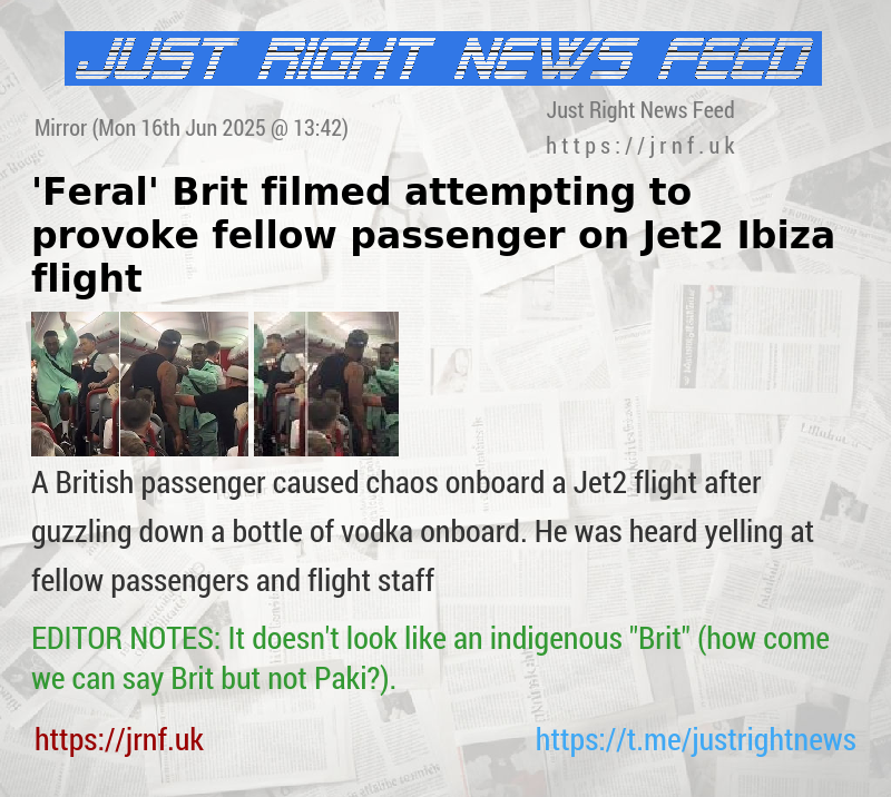 ’Feral’ Brit filmed attempting to provoke fellow passenger on Jet2 Ibiza flight