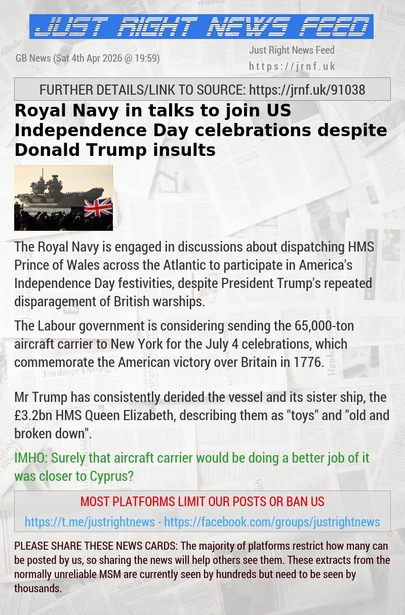 Royal Navy in talks to join US Independence Day celebrations despite Donald Trump insults