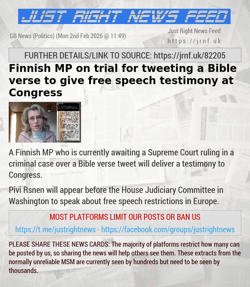 Finnish MP on trial for tweeting a Bible verse to give free speech testimony at Congress