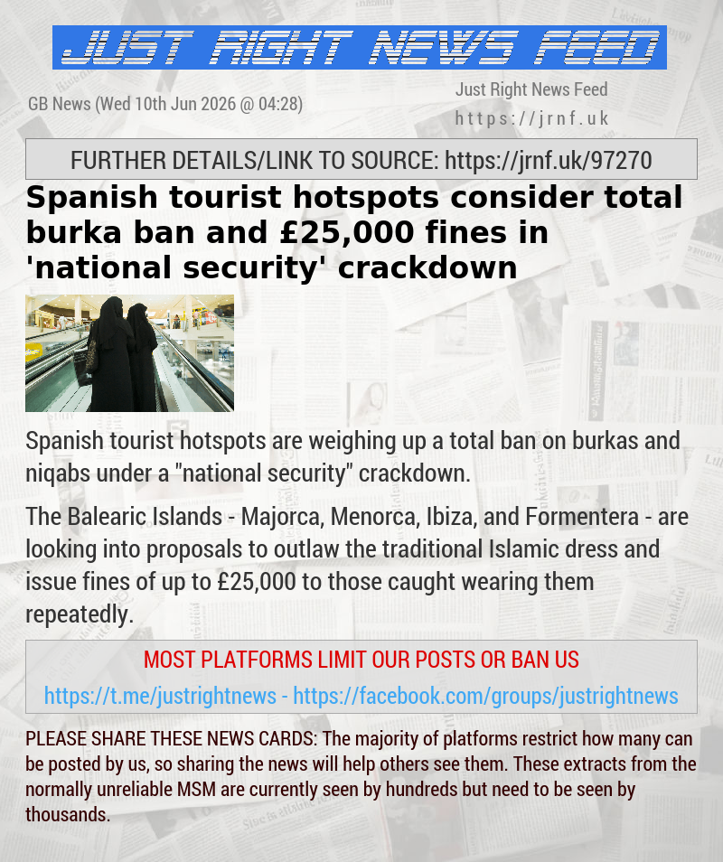 Spanish tourist hotspots consider total burka ban and &pound;25,000 fines in ’national security’ crackdown