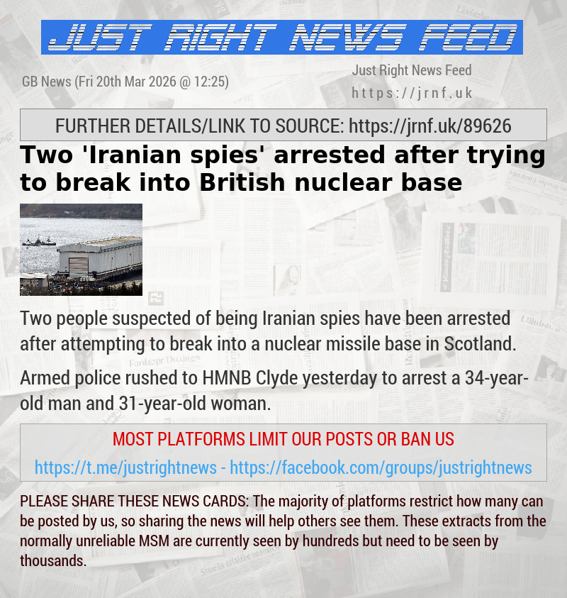 Two ’Iranian spies’ arrested after trying to break into British nuclear base