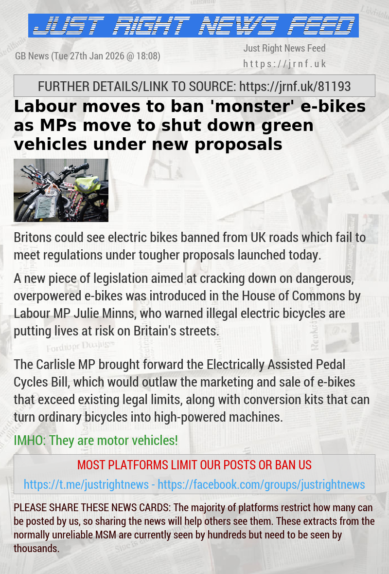 Labour moves to ban ’monster’ e—bikes as MPs move to shut down green vehicles under new proposals