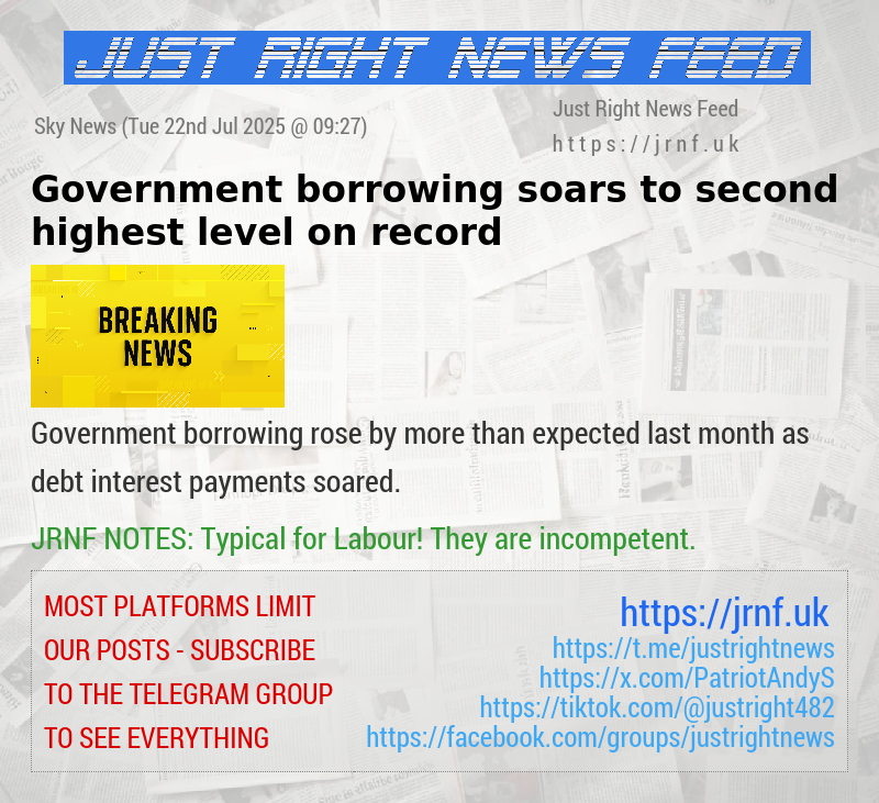 Government borrowing soars to second highest level on record