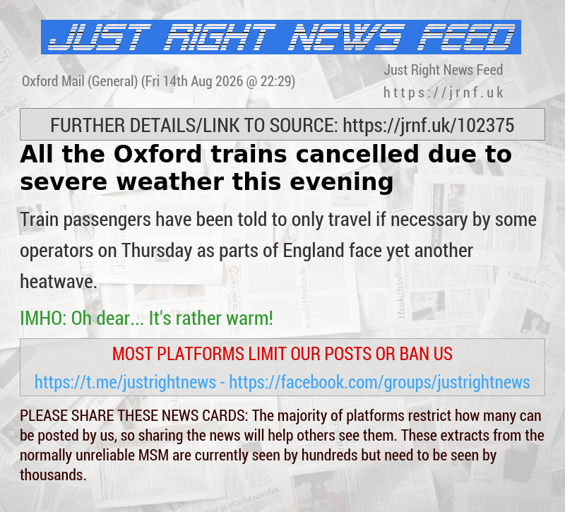 All the Oxford trains cancelled due to severe weather this evening