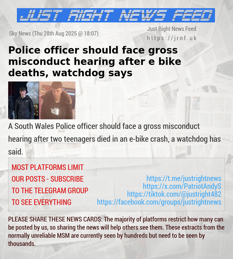 Police officer should face gross misconduct hearing after e—bike deaths, watchdog says