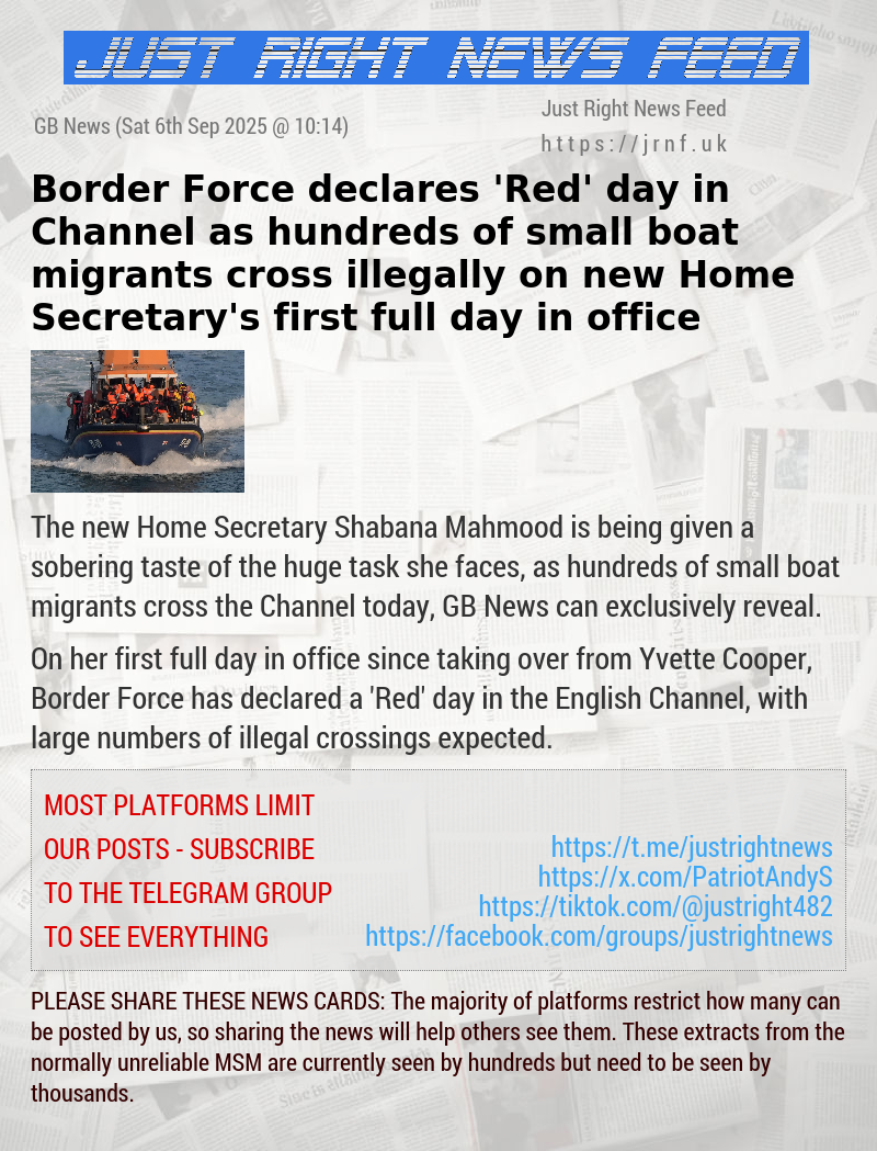 Border Force declares ’Red’ day in Channel as hundreds of small boat migrants cross illegally on new Home Secretary’s first full day in office