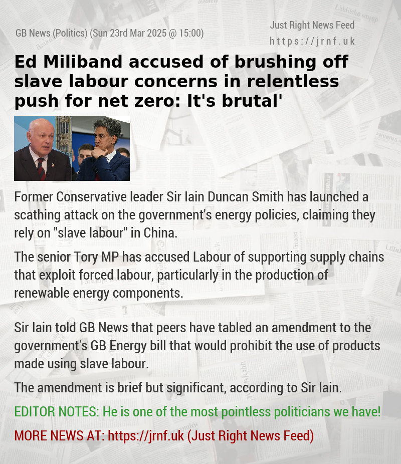 Ed Miliband accused of brushing off slave labour concerns in relentless push for net zero: ‘It’s brutal’