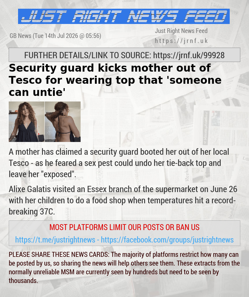 Security guard kicks mother out of Tesco for wearing top that ’someone can untie’