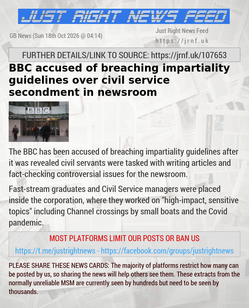 BBC accused of breaching impartiality guidelines over civil service secondment in newsroom