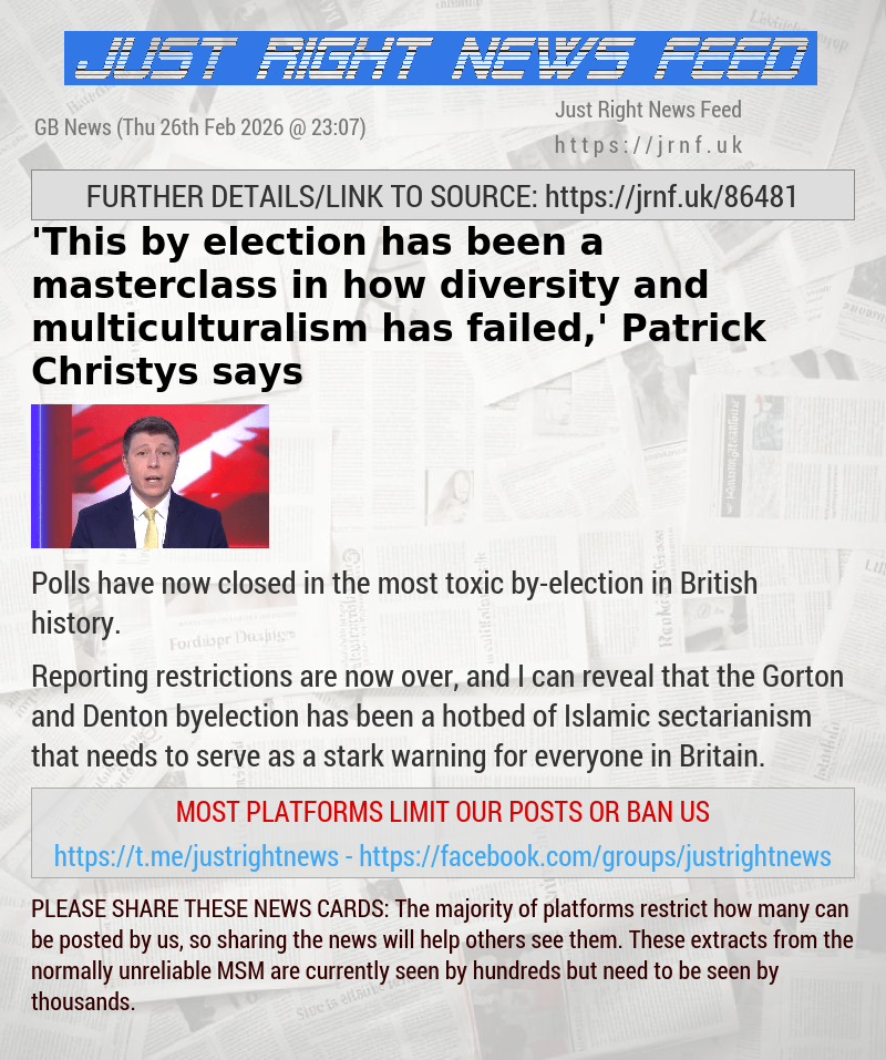 ’This by—election has been a masterclass in how diversity and multiculturalism has failed,’ Patrick Christys says