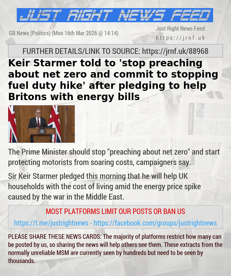 Keir Starmer told to ’stop preaching about net zero and commit to stopping fuel duty hike’ after pledging to help Britons with energy bills