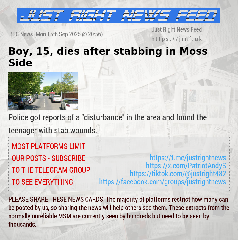 Boy, 15, dies after stabbing in Moss Side